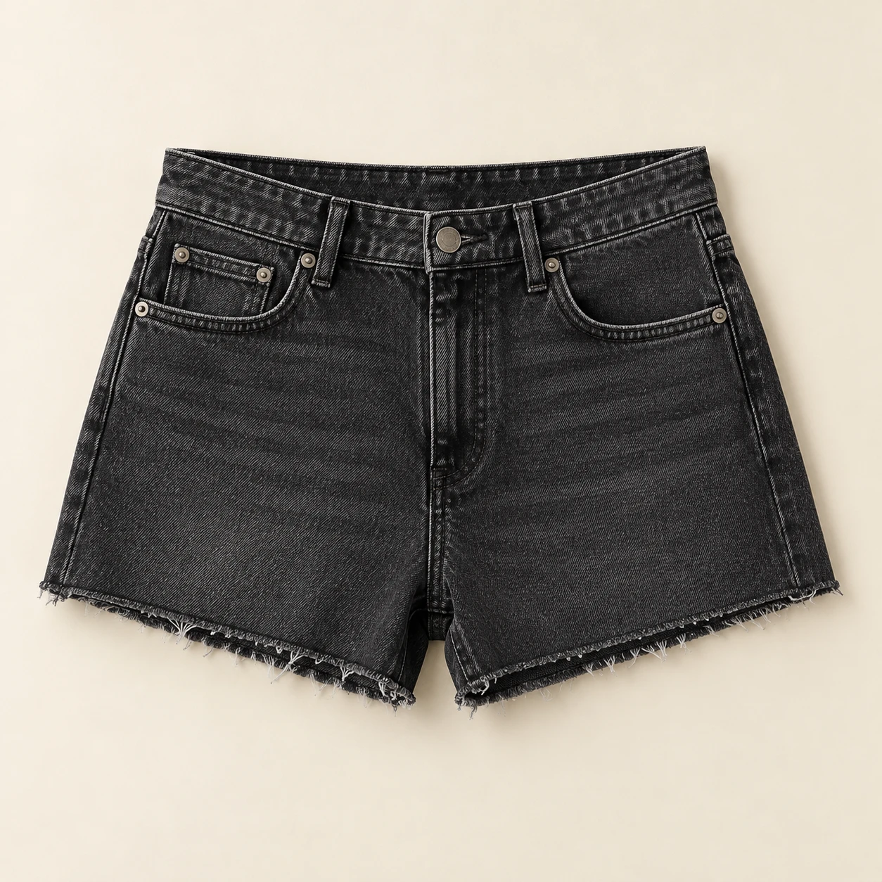 Moonrise Black Shorts, Washed black, front view