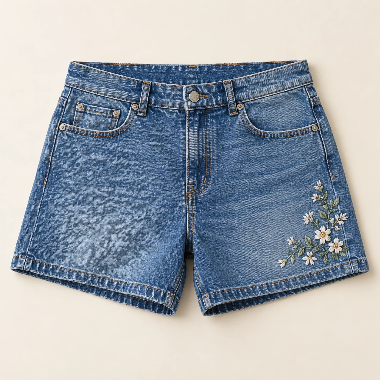 Wildflower Drift Shorts, Mid blue, front view