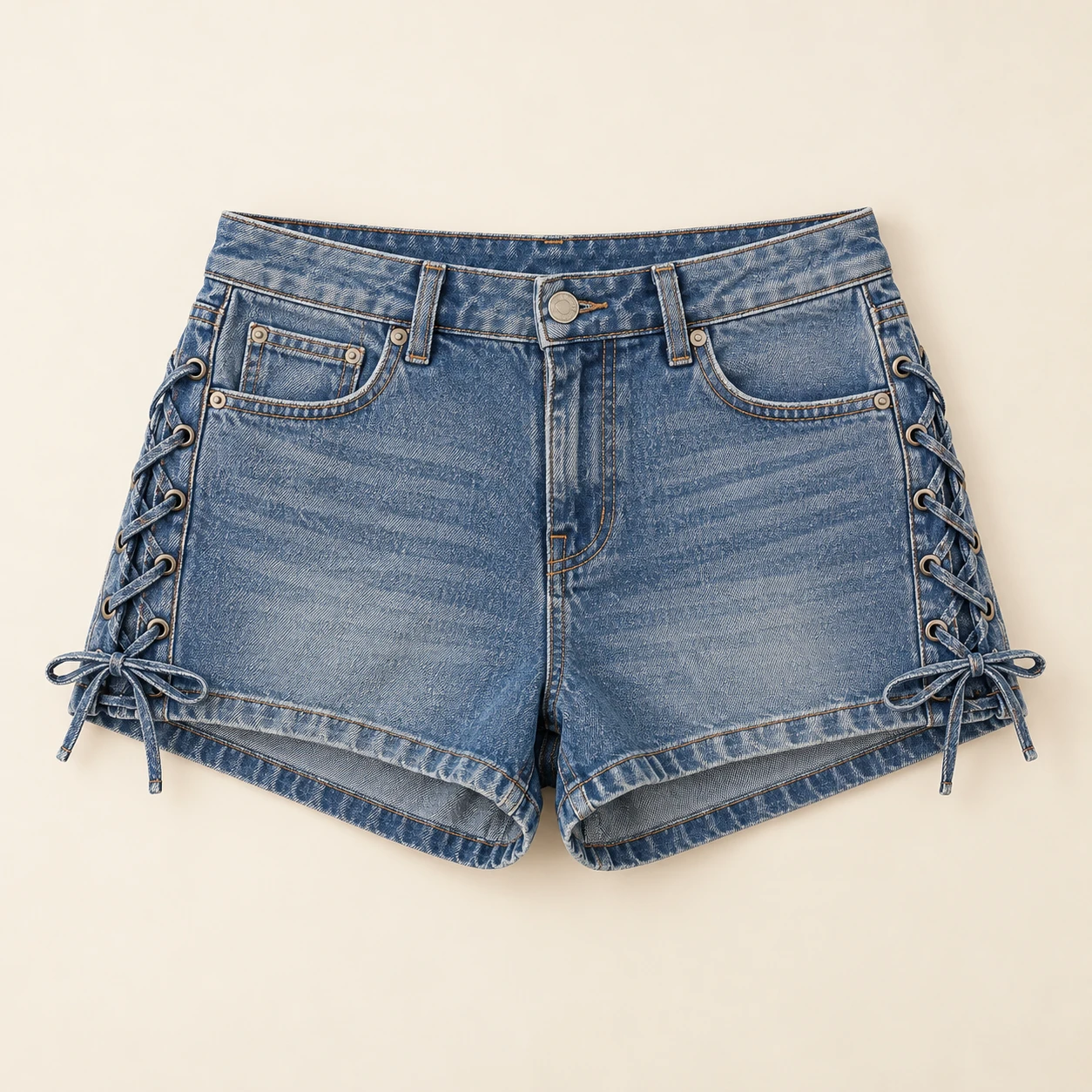 Suntrail Lace-Up Shorts, Vintage blue, front view